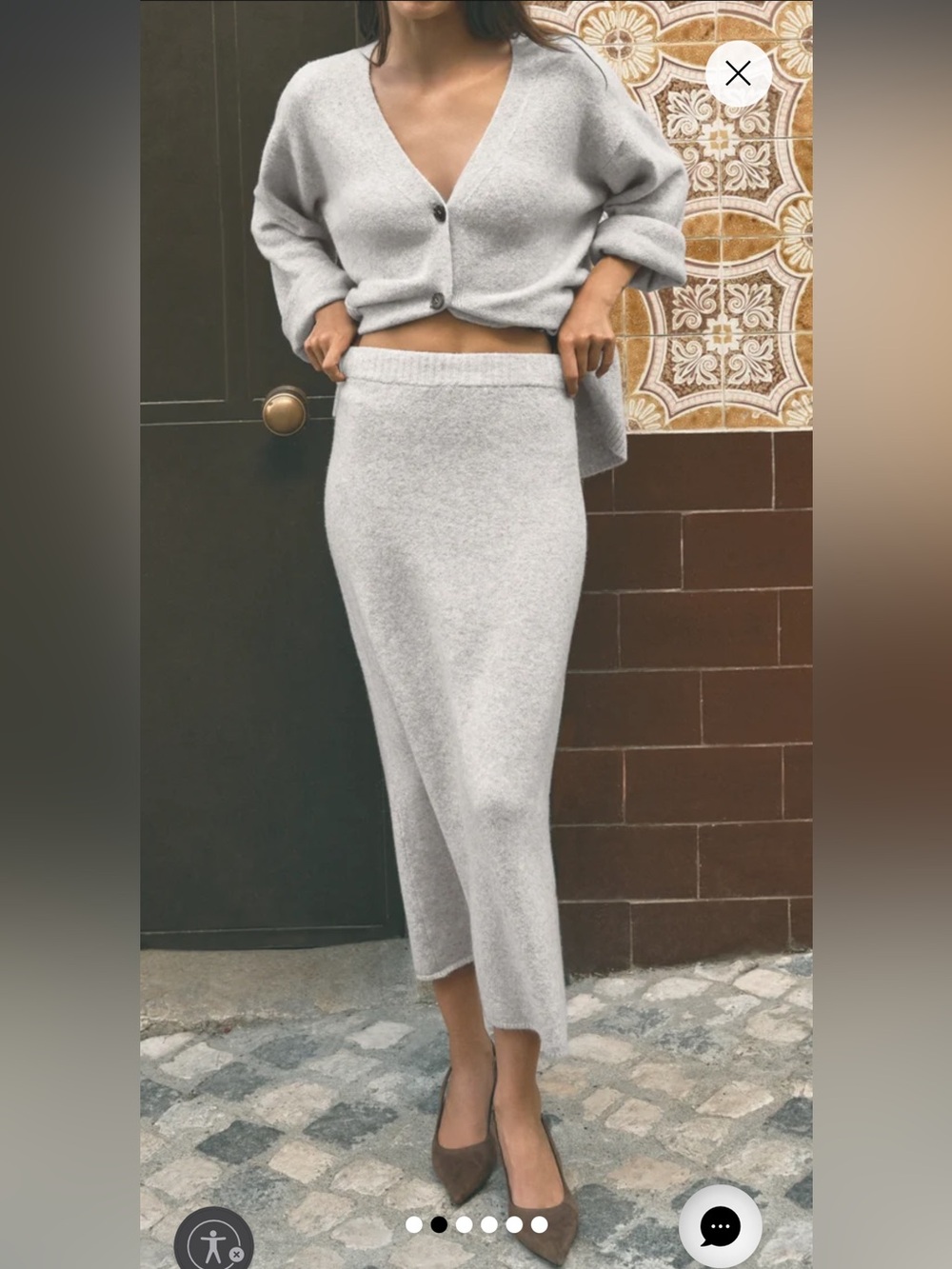 z supply cozy moment grey sweater midi knit skirt size small NEW - Picture 3 of 11
